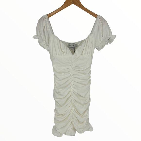 Hello Molly Montage Moment Dress in White size 4/Small NWT Ruched Off Shoulder - Picture 3 of 15